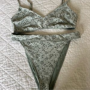 Abercrombie & Fitch Sage Green Eyelet Bikini Top and Bottom